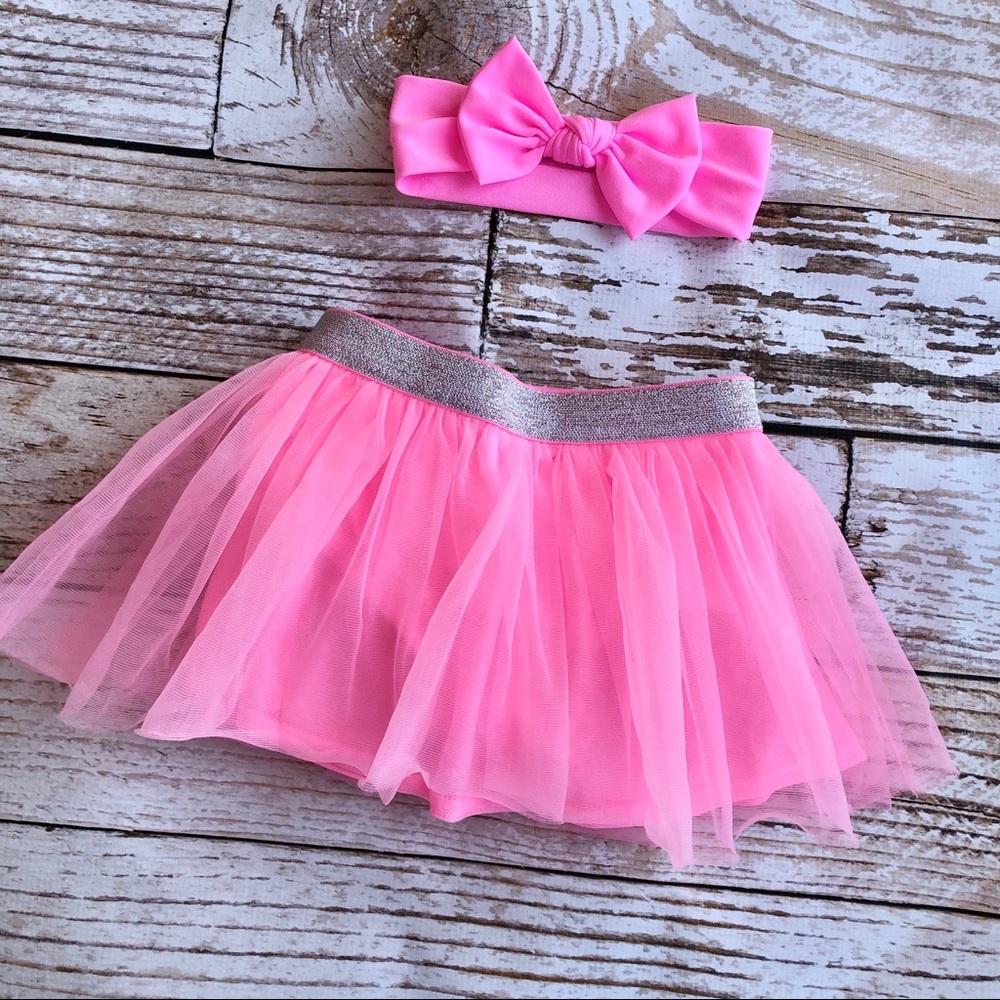 Baby Girls Pink Tutu Skirt w Headband - 18M